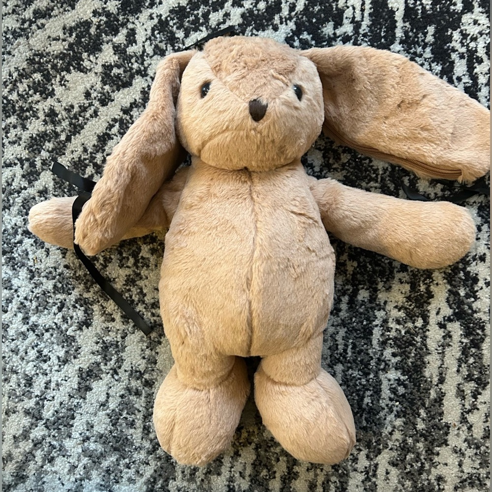 Current Mood Cuddly Bunny Plush Backpack Brown